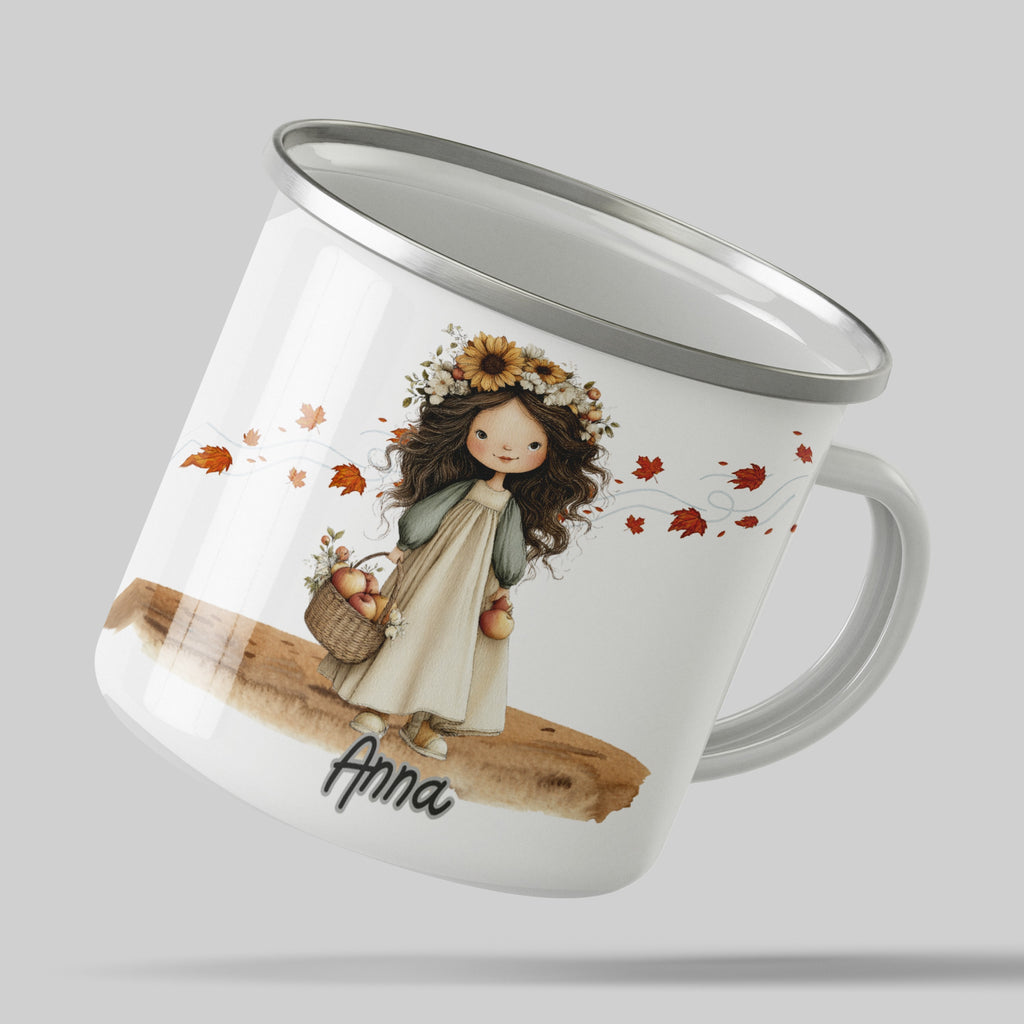 Cute Autumn Themed Enamel Mug with Floral Design product