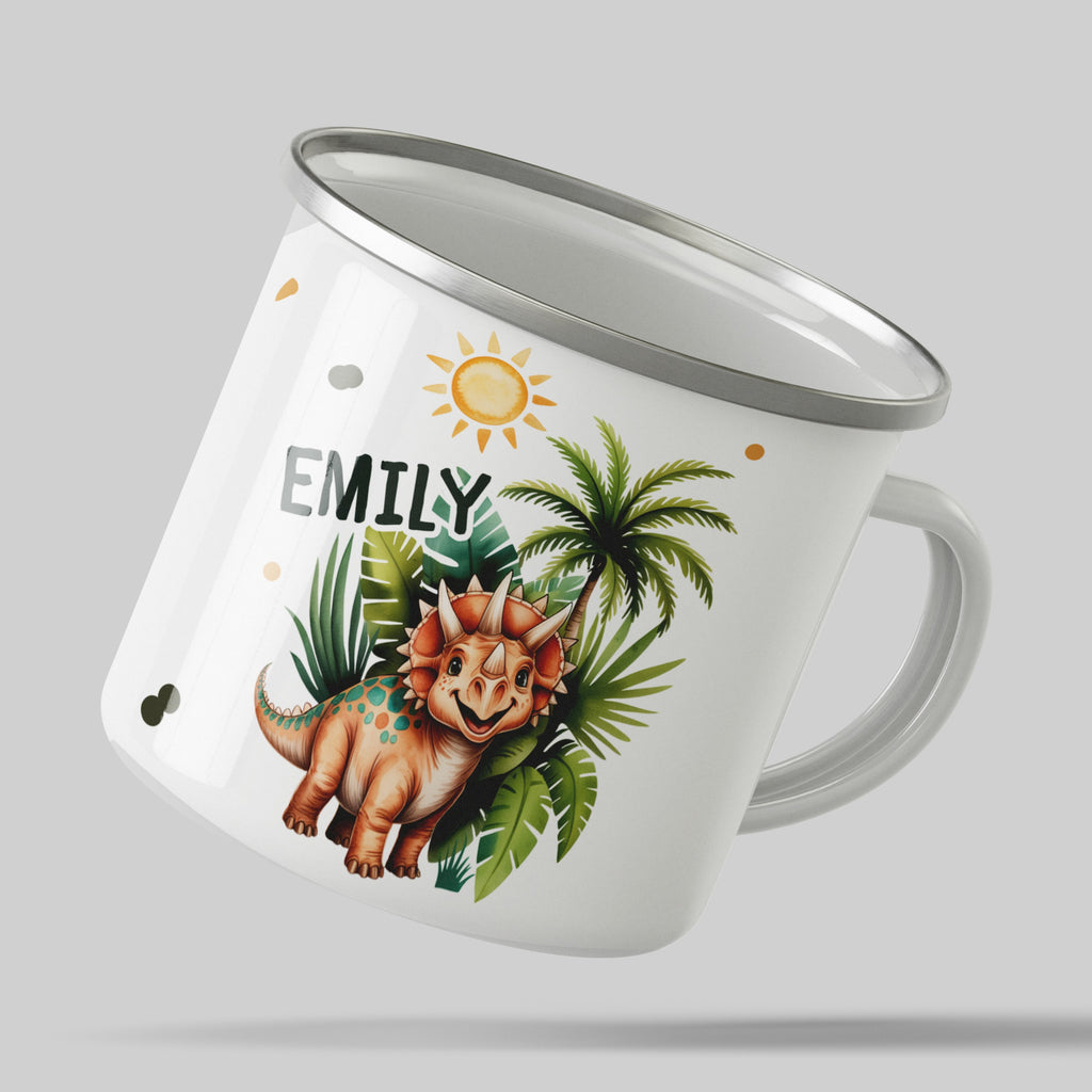Personalized Dinosaur Print Kids Mug Cute Triceratops product