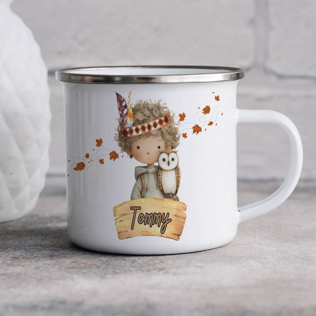 Personalized Cute Boy with Owl Campfire Mug product