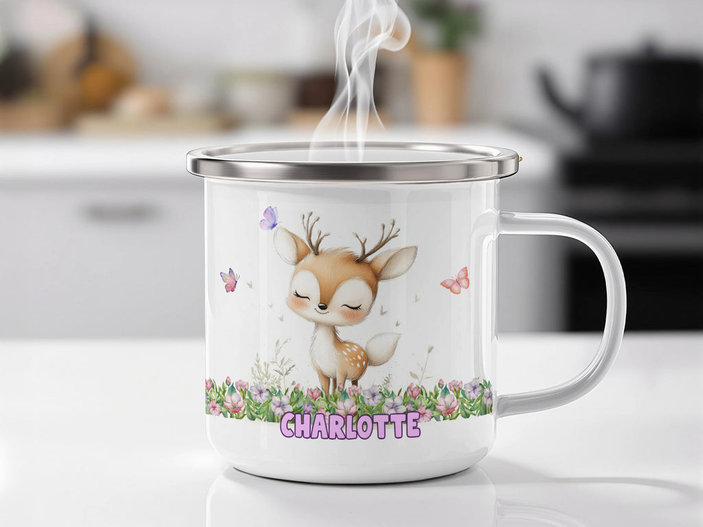 Customizable Cute Deer Enamel Mug Perfect Gift Mug product
