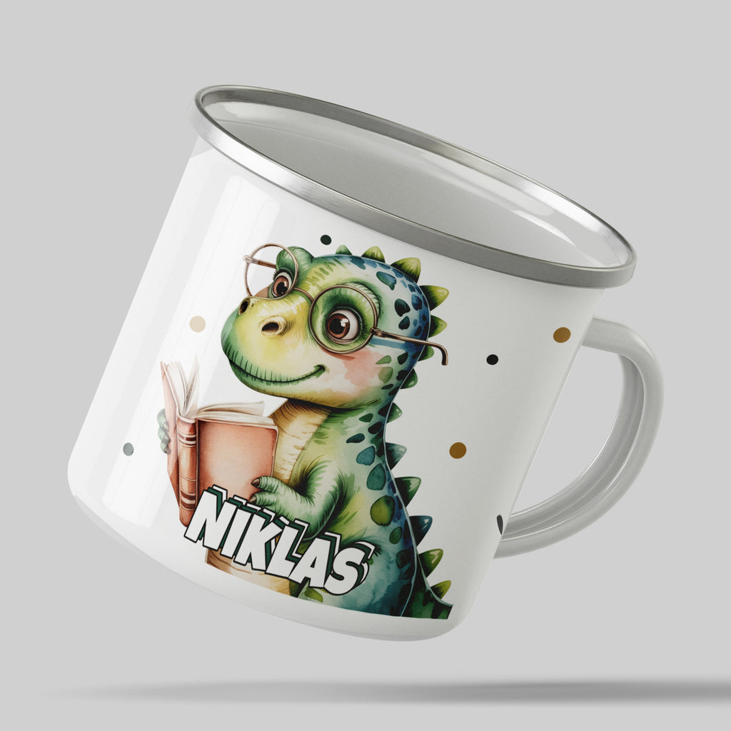 Cartoon Dinosaur Reading Book Personalized Mug product