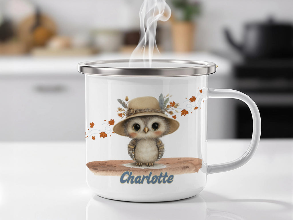 Cute Owl Mug with Hat and Customizable Name product type