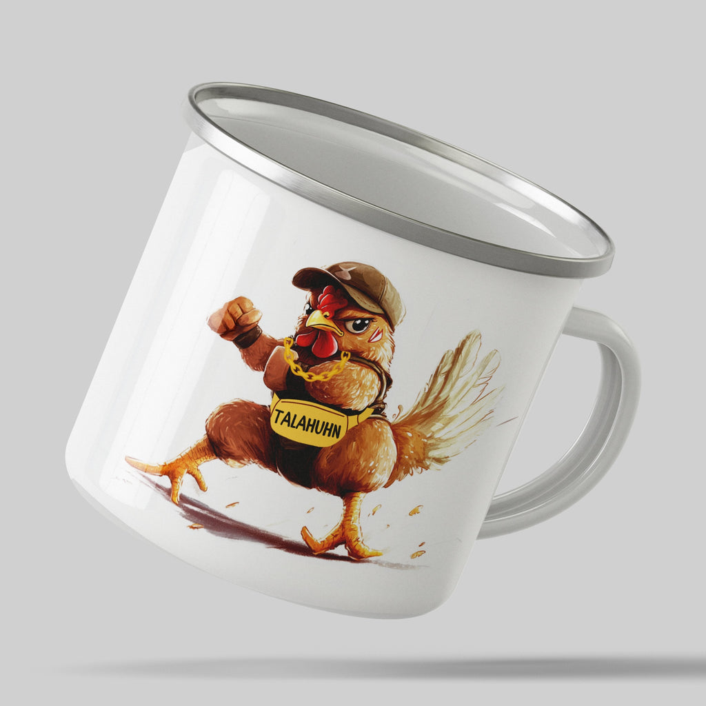 Emaille Tasse Lustiges Hähnchen Grafik Design Tassen Geschenk mit Name personalisiert & Motiv | Geschenkidee (7498) - von Mikalino