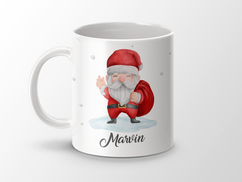 Keramik Tasse mit Wunschname Weihnachtsmann Design - von Mikalino