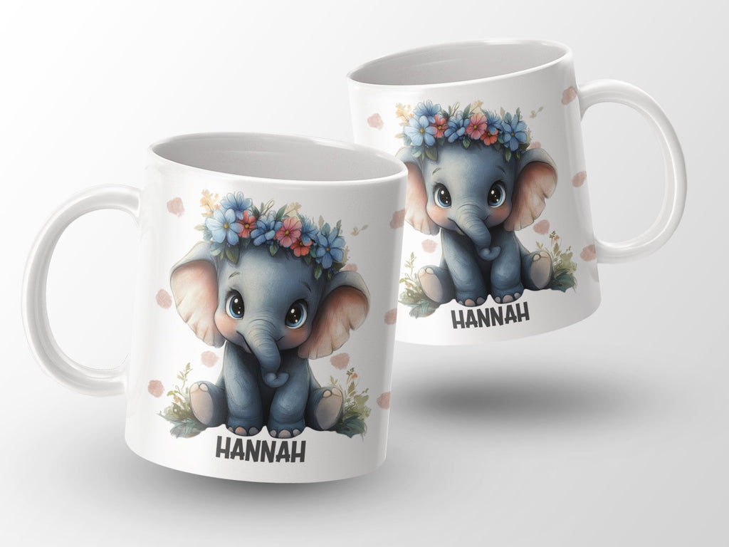 Keramik Tasse mit Wunschname Elefant - von Mikalino