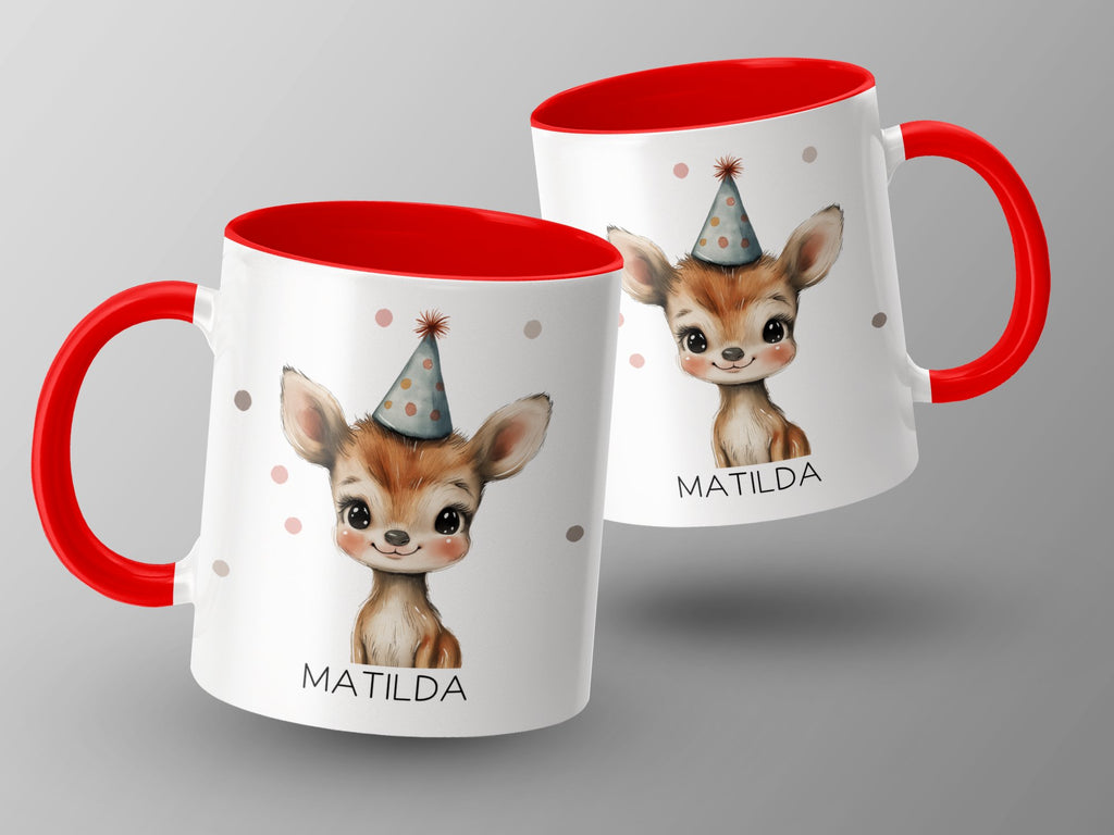 Keramik Tasse mit Wunschname süßes Reh Design - von Mikalino