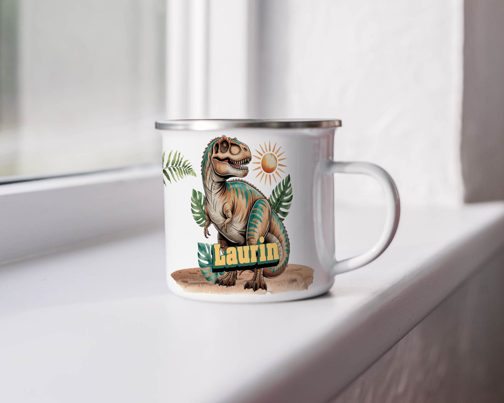 Personalized Dinosaur Design Mug for Kids Enamel product type