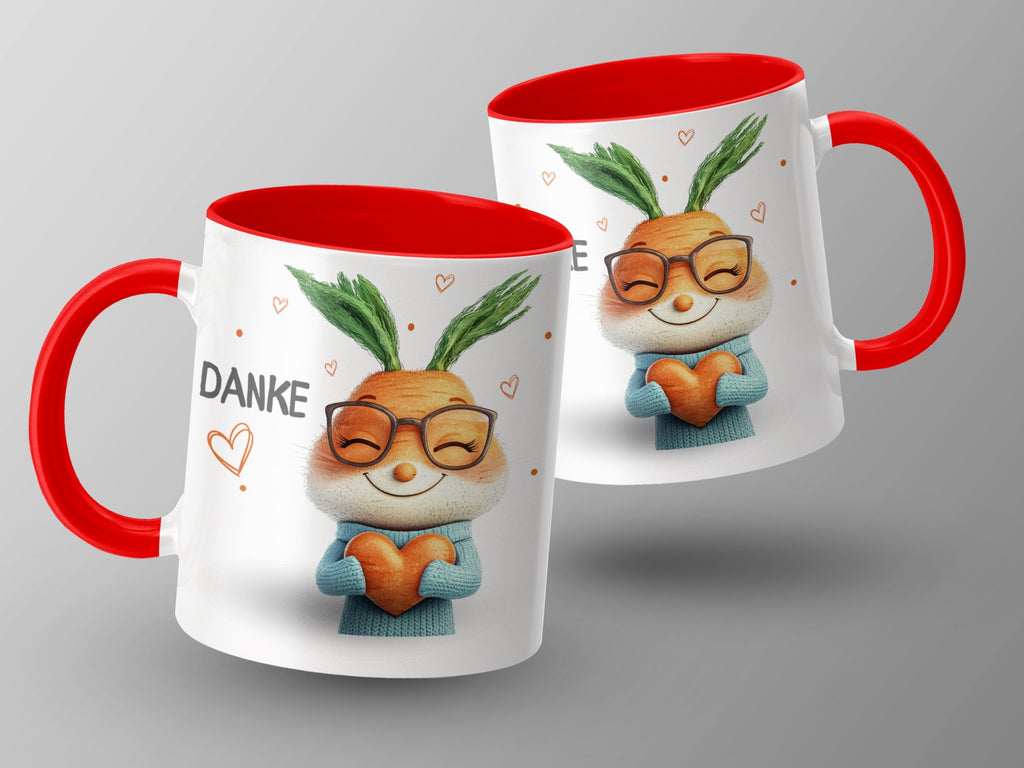 Keramik Tasse Danke Herz Hase Karotte Design - von Mikalino