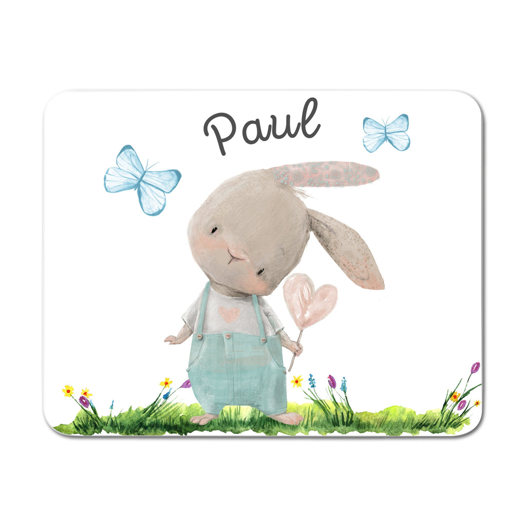 Personalized Bunny with Butterflies Mouse Pad
