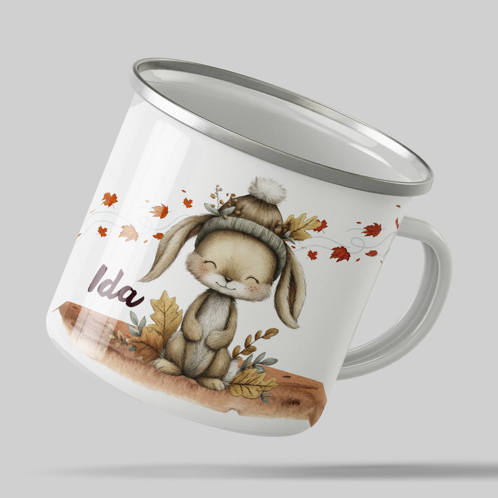 Cute Autumn Bunny Personalized Enamel Mug product type
