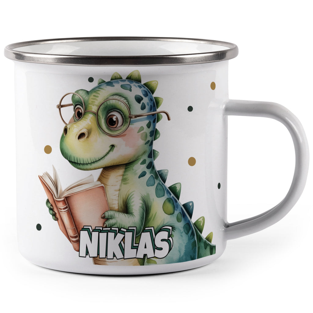 Personalized Dinosaur Mug for Kids Cute Reading Dino product type