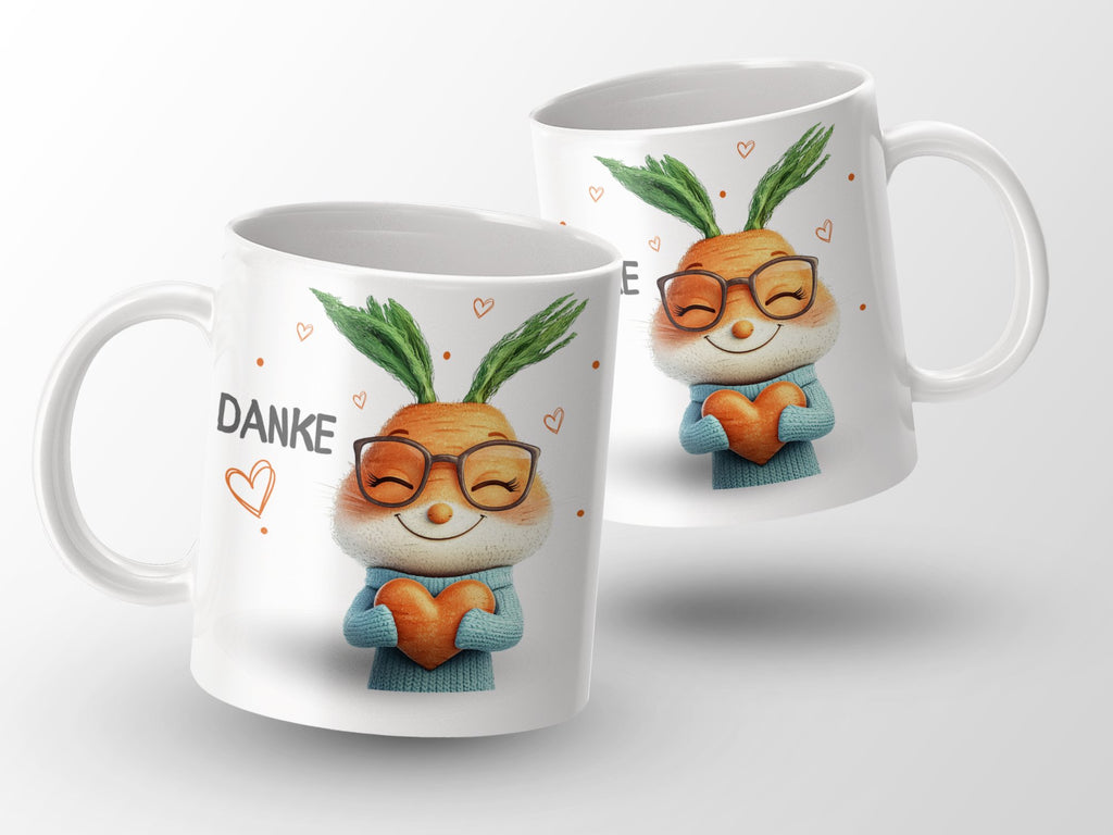 Keramik Tasse Danke Herz Hase Karotte Design - von Mikalino