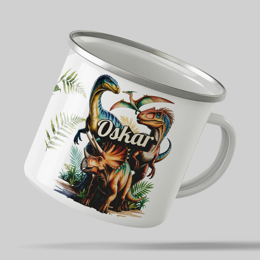 Personalized Dinosaur Design Enamel Mug Custom Name Gift product