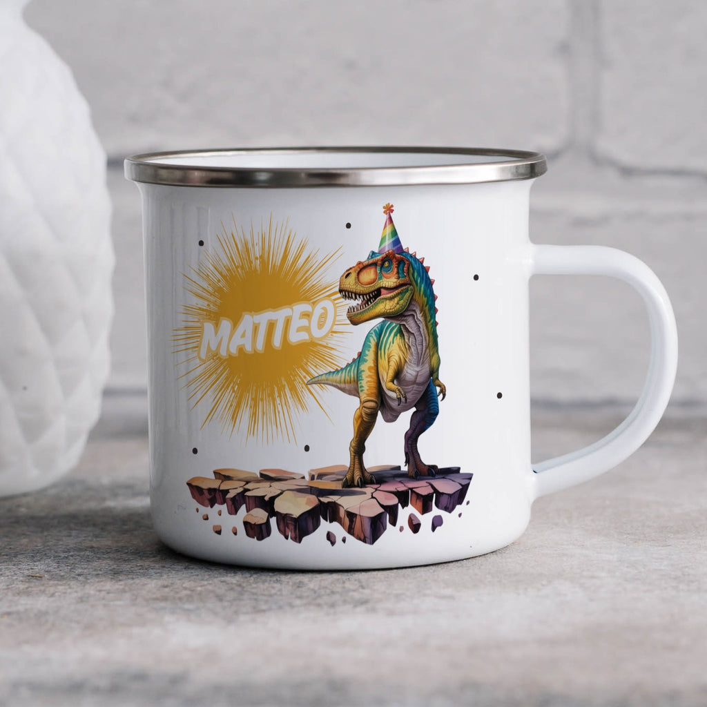 Party Dinosaur Print with Name Custom Mug product