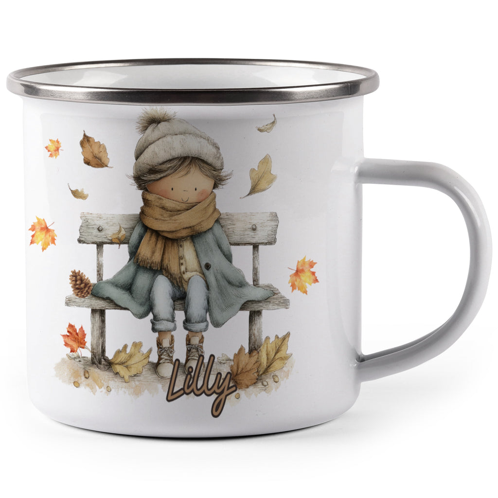 Cozy Autumn Leaves Design Enamel Mug Product