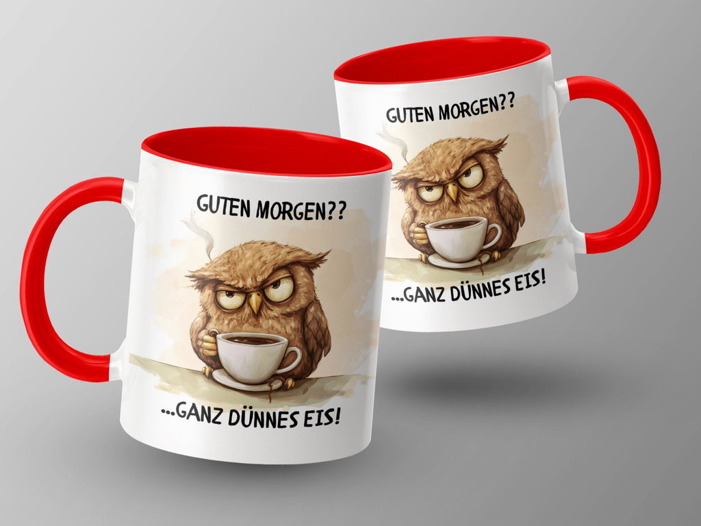 Keramik Tasse Guten Morgen Eule Cartoon Lustige - von Mikalino