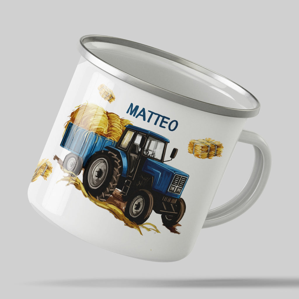 Personalized Tractor Enamel Mug Coffee Tea Camping product