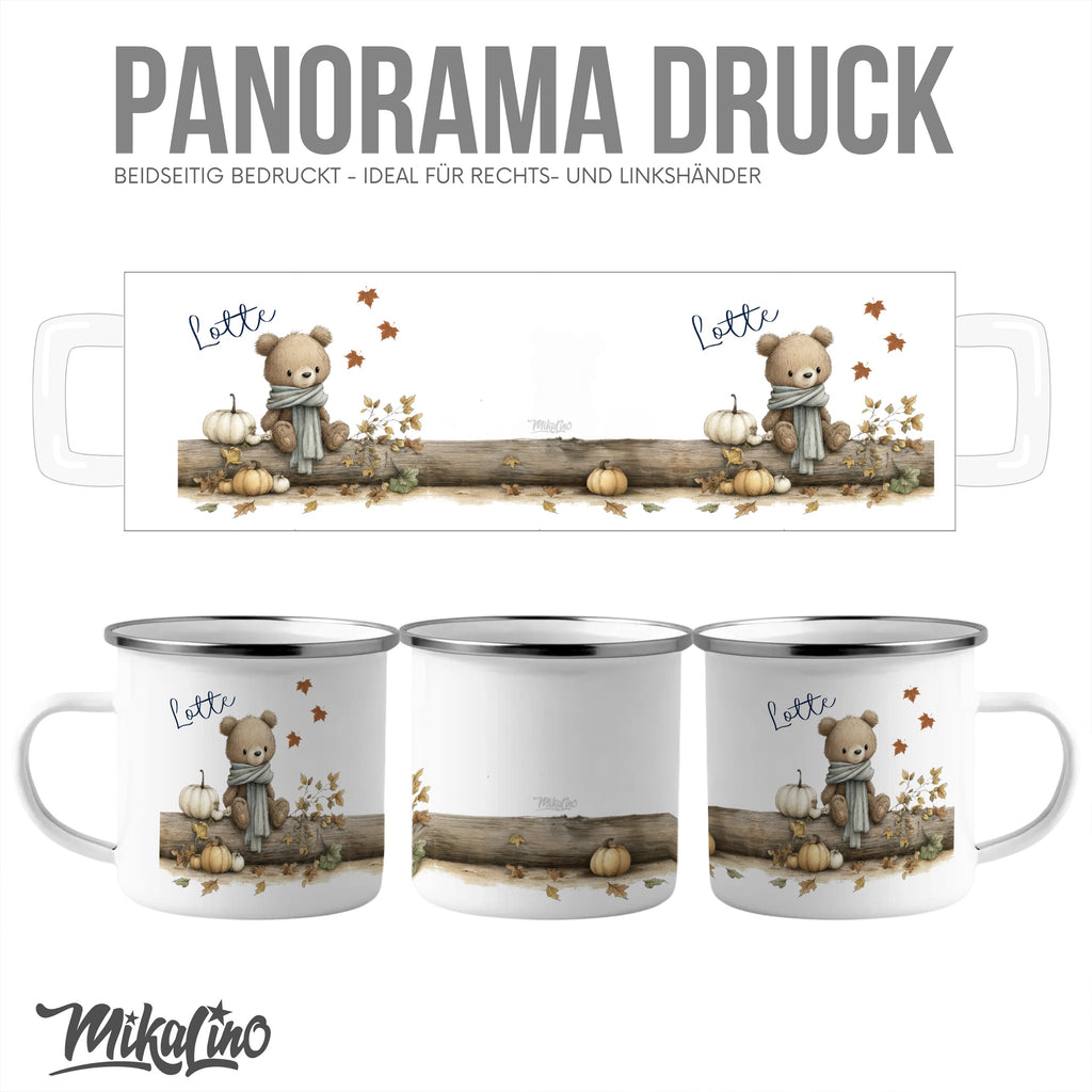 Cute Autumn Bear Personalized Enamel Mug product type