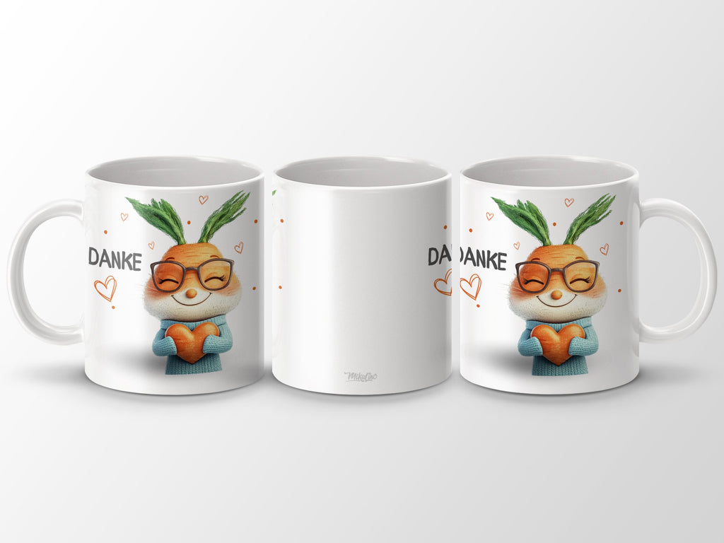 Keramik Tasse Danke Herz Hase Karotte Design - von Mikalino