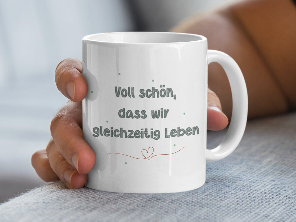 Keramik Tasse Voll Schön Dass Wir Gleichzeitig Leben mit Wunschnamen - von Mikalino