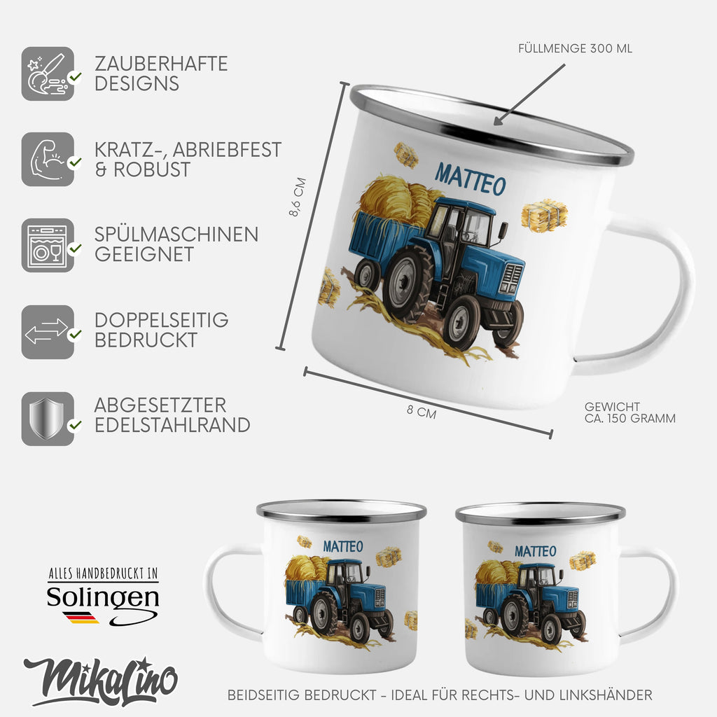 Blue Tractor with Hay Custom Name Mug product