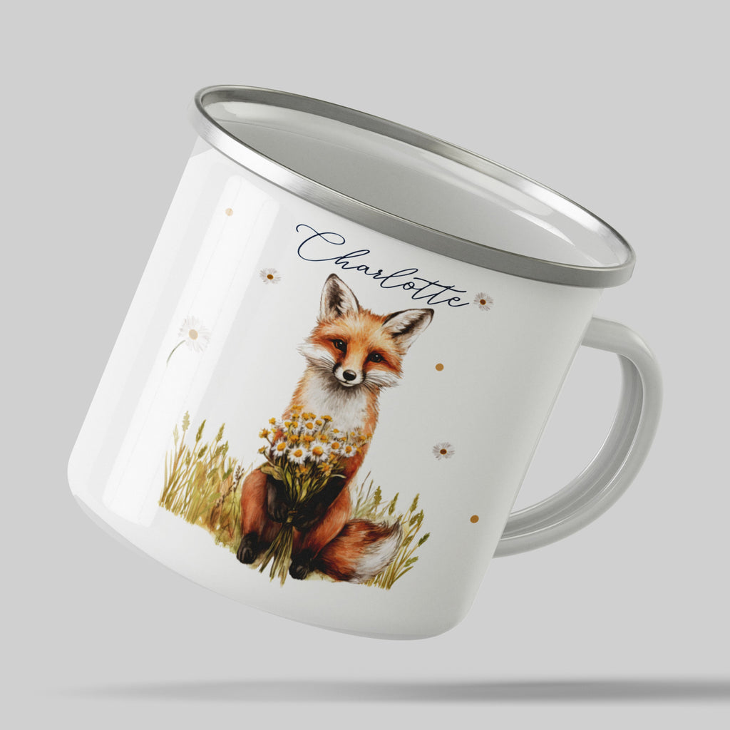 Adorable Fox with Flowers Design Personalized Mug Product