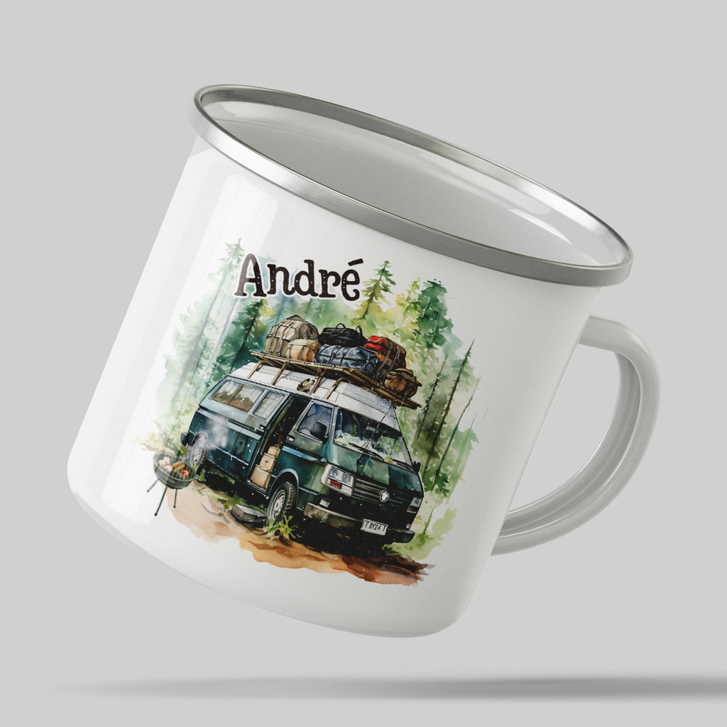 Custom Andre Camping Scene Design Enamel Mug product