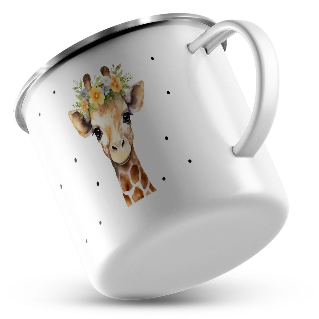 Emaille Tasse Giraffe mit Blumen - von Mikalino