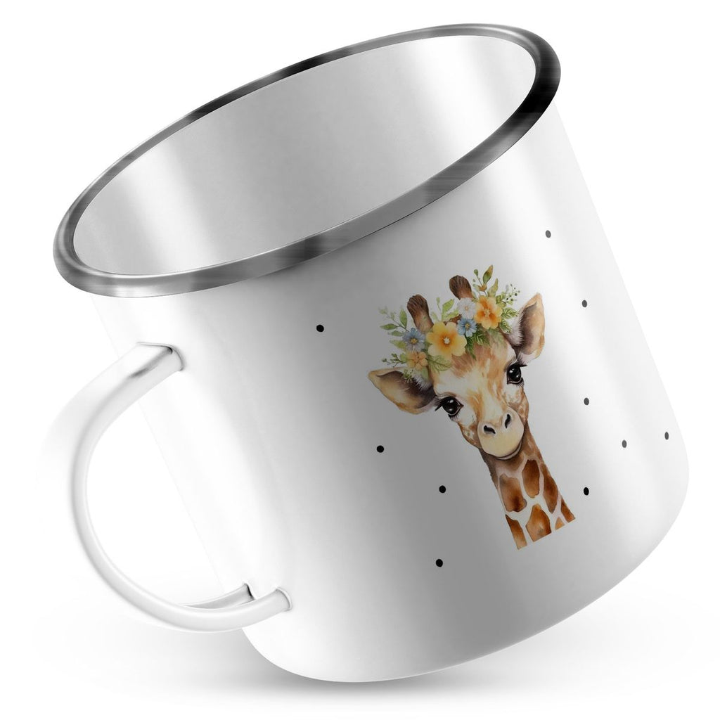 Emaille Tasse Giraffe mit Blumen - von Mikalino