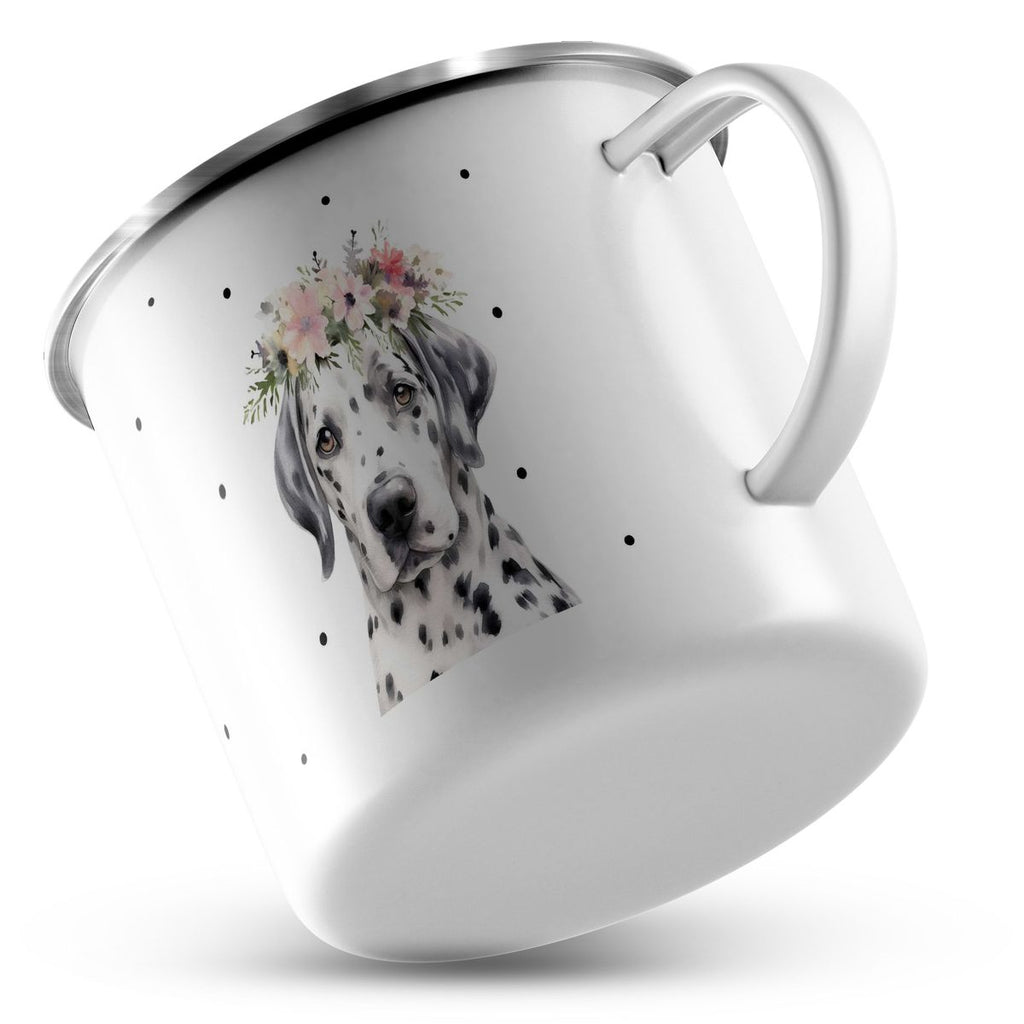 Emaille Tasse Dalmatiner mit Blumen - von Mikalino