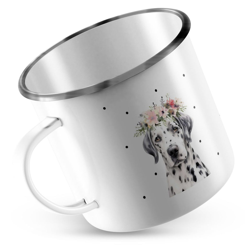 Emaille Tasse Dalmatiner mit Blumen - von Mikalino