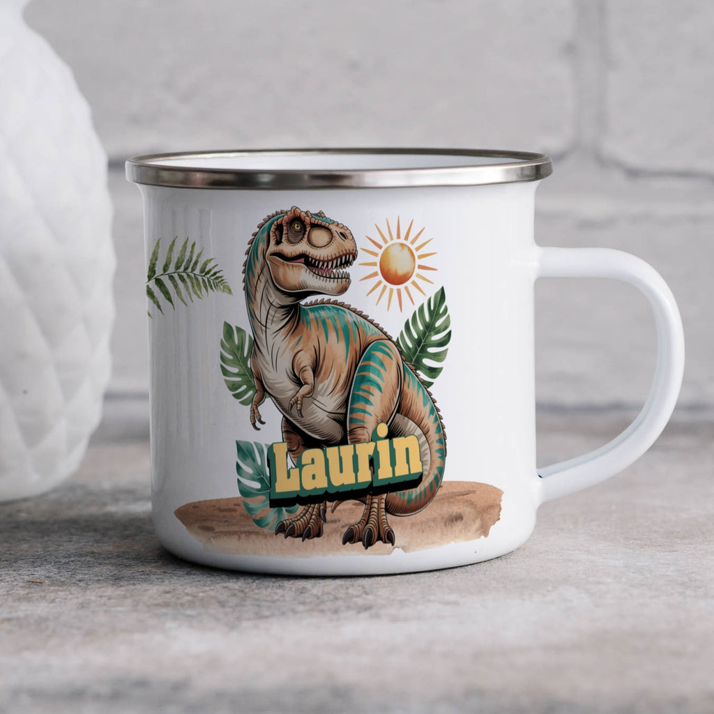Personalized Dinosaur Design Enamel Mug Gift product