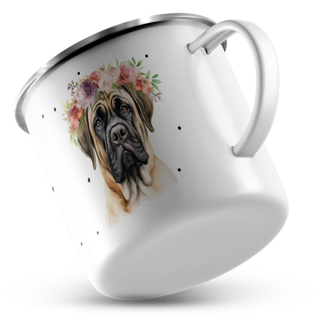 Emaille Tasse Hund mit Blumen - von Mikalino