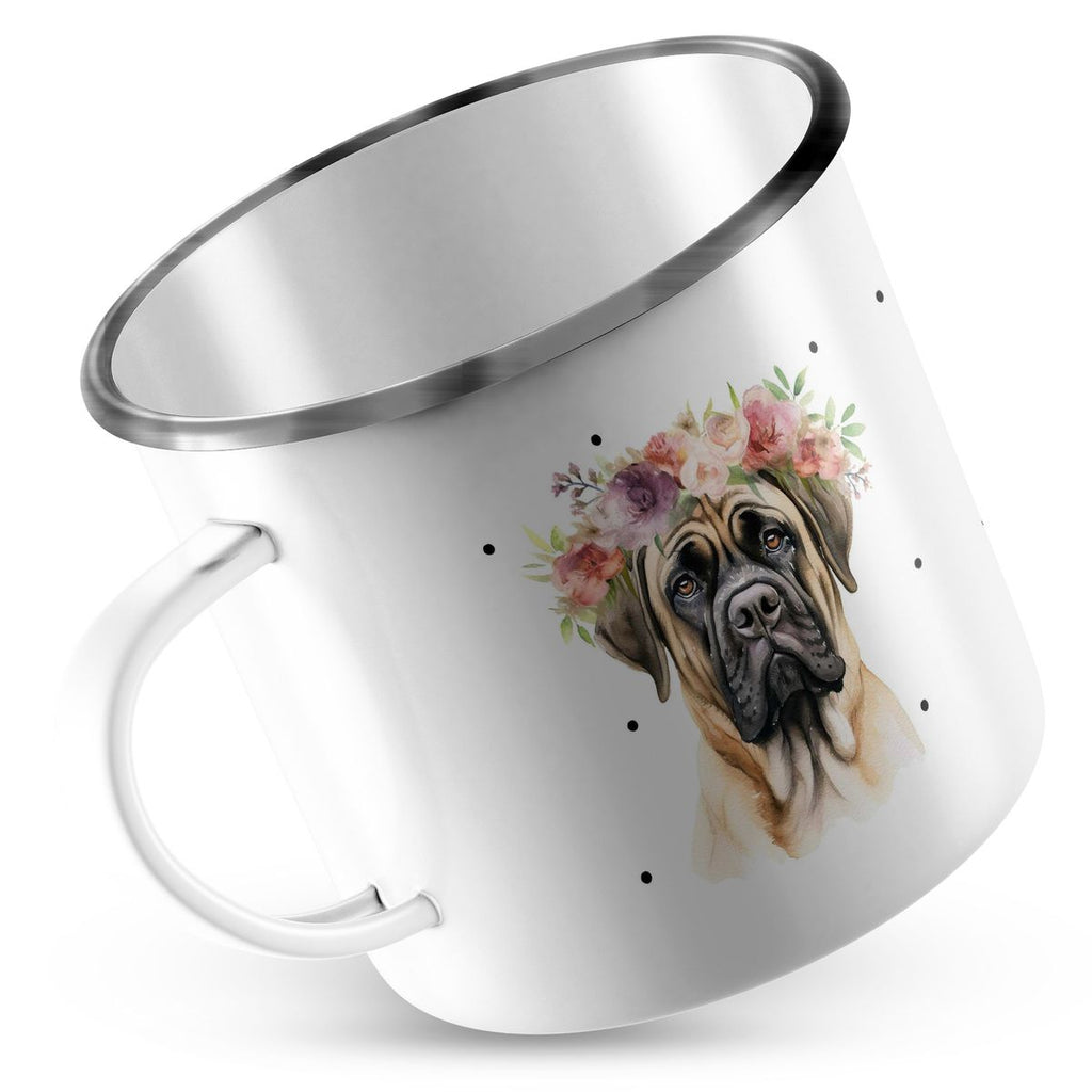 Emaille Tasse Hund mit Blumen - von Mikalino