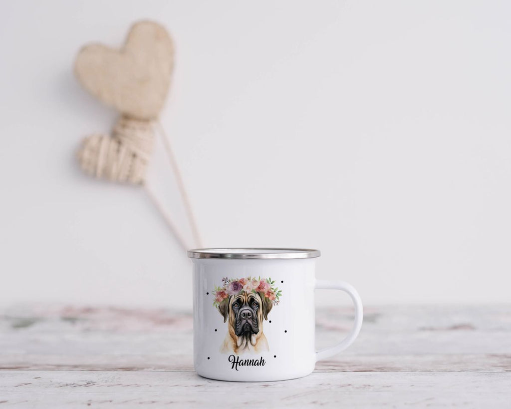 Emaille Tasse Hund mit Blumen - von Mikalino