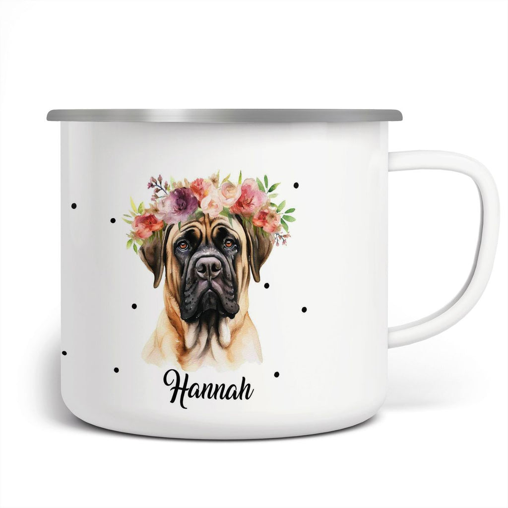 Emaille Tasse Hund mit Blumen - von Mikalino