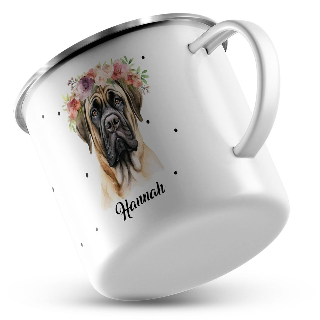 Emaille Tasse Hund mit Blumen - von Mikalino