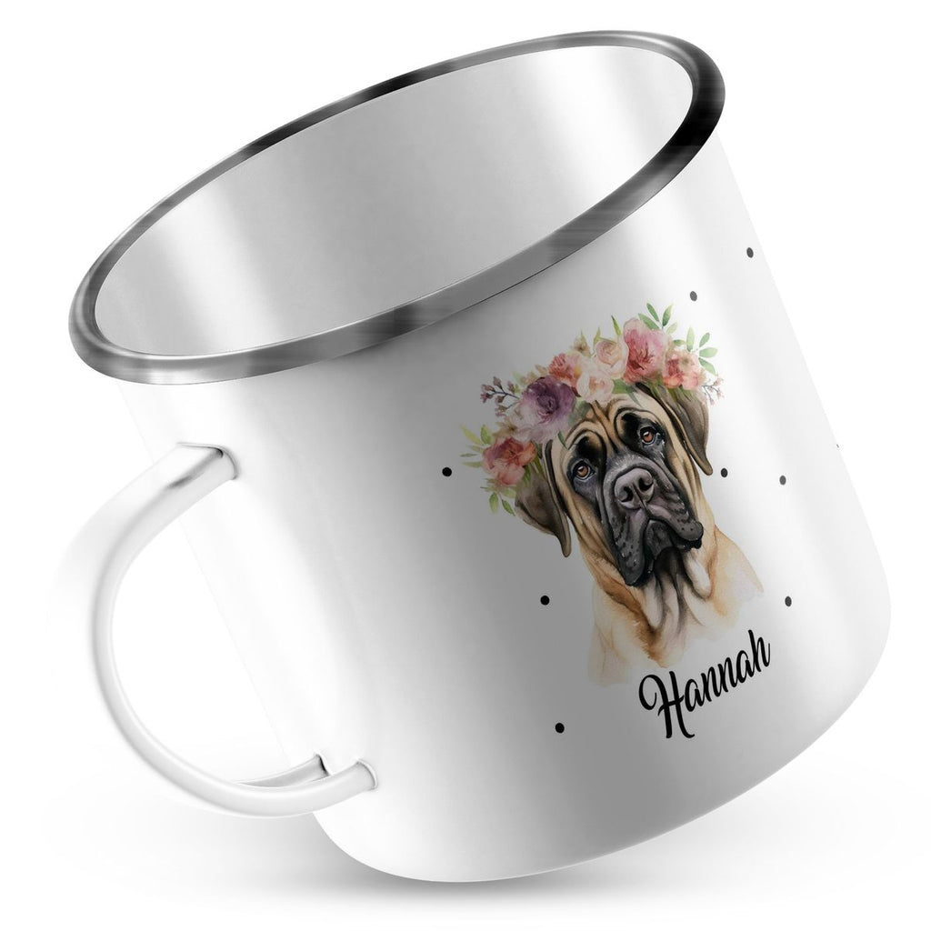 Emaille Tasse Hund mit Blumen - von Mikalino