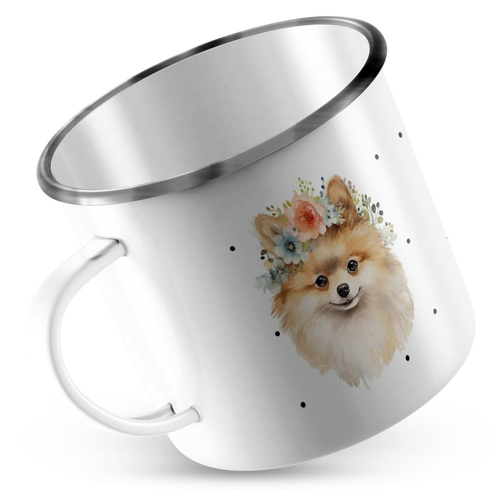 Emaille Tasse Spitz mit Blumen - von Mikalino