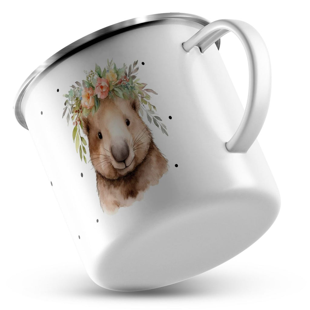 Emaille Tasse Hamster mit Blumen - von Mikalino