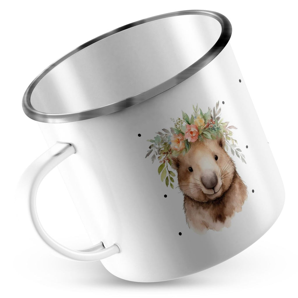 Emaille Tasse Hamster mit Blumen - von Mikalino