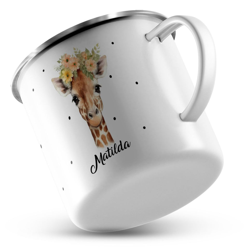 Emaille Tasse Giraffe mit Blumen - von Mikalino