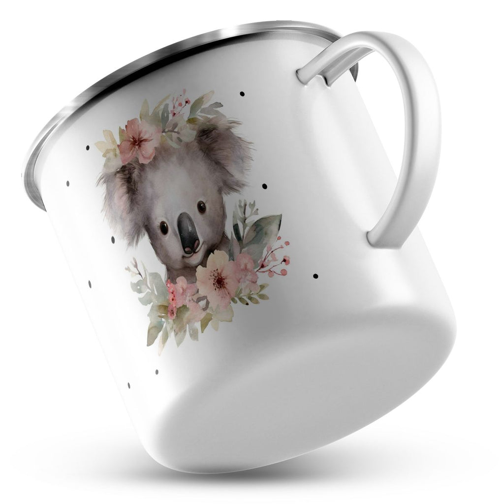 Emaille Tasse Koala mit Blumen - von Mikalino