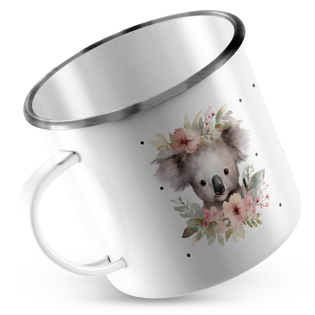 Emaille Tasse Koala mit Blumen - von Mikalino