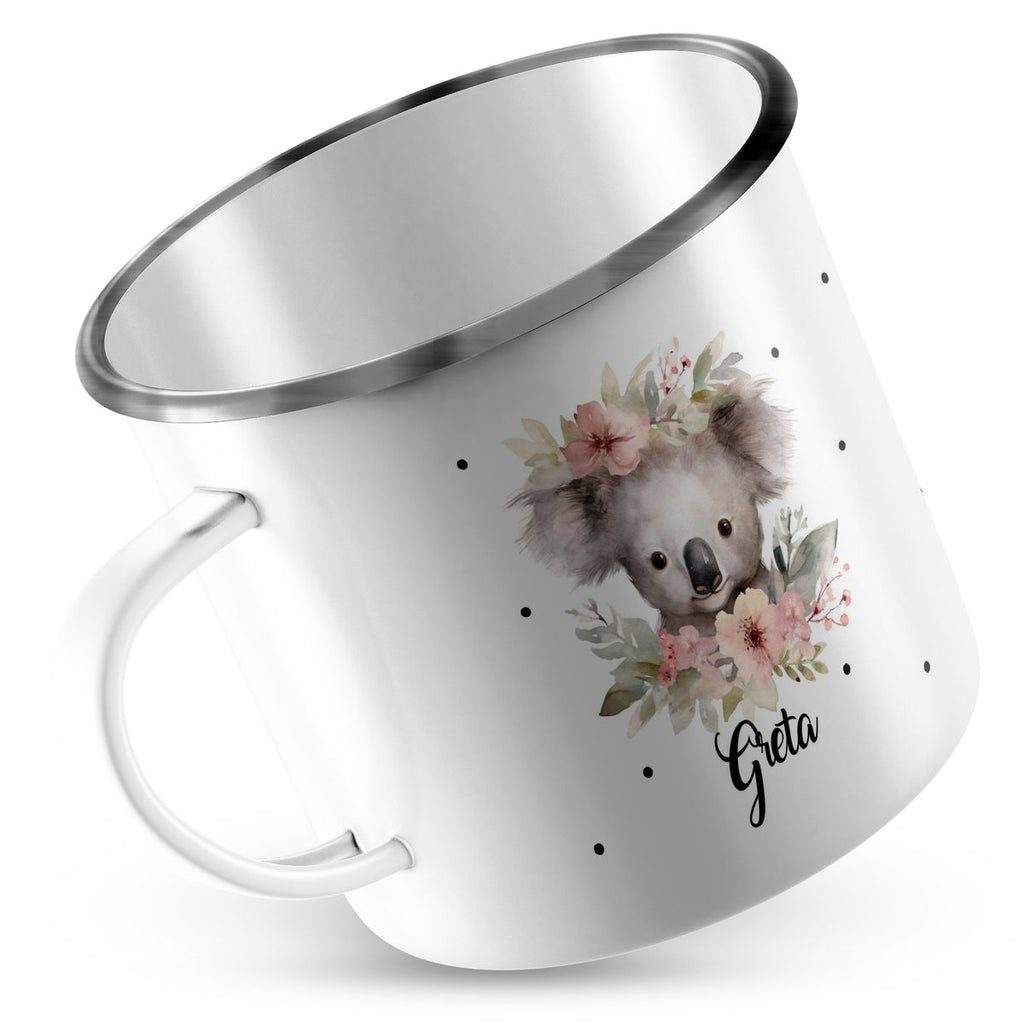 Emaille Tasse Koala mit Blumen - von Mikalino