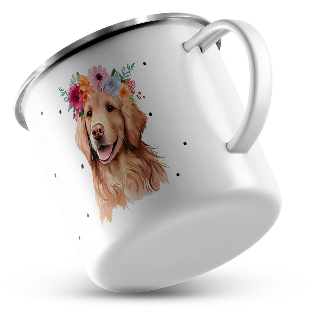 Emaille Tasse Hund mit Blumen - von Mikalino