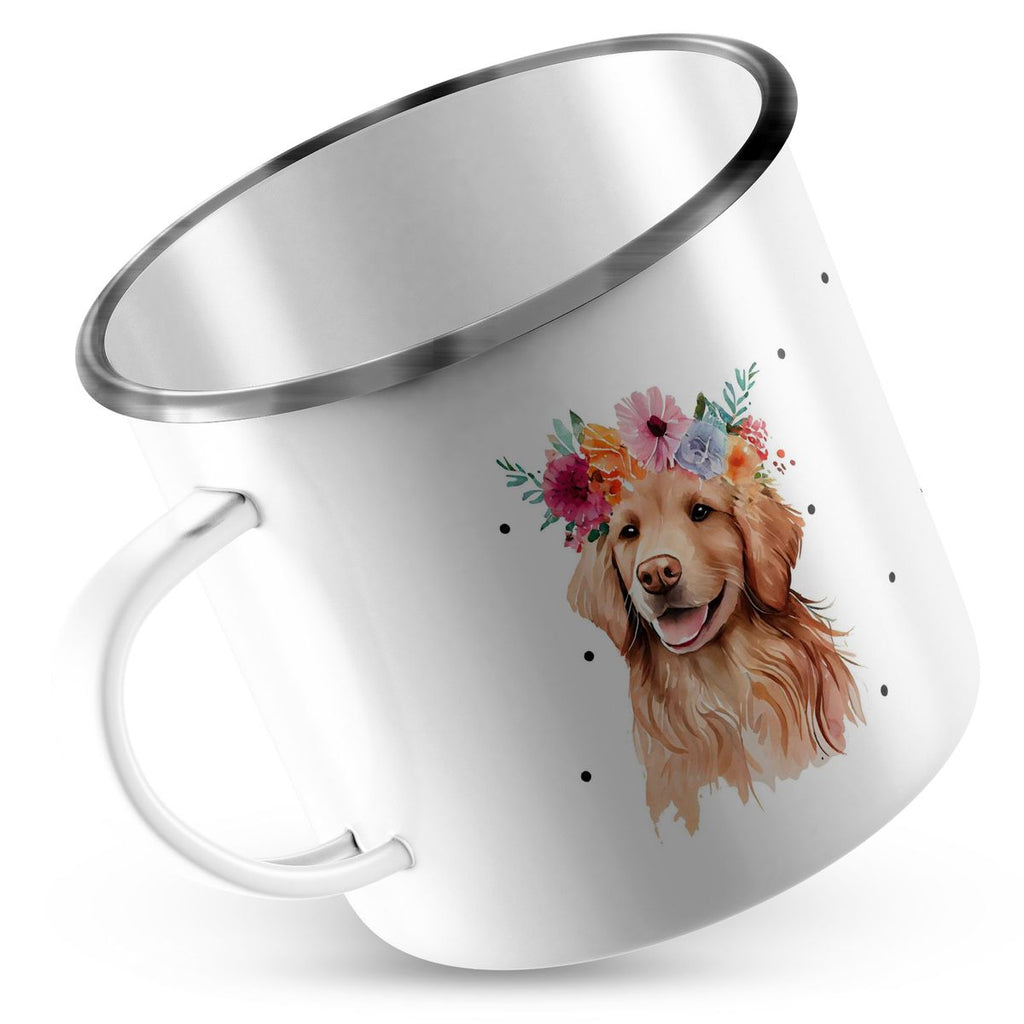 Emaille Tasse Hund mit Blumen - von Mikalino