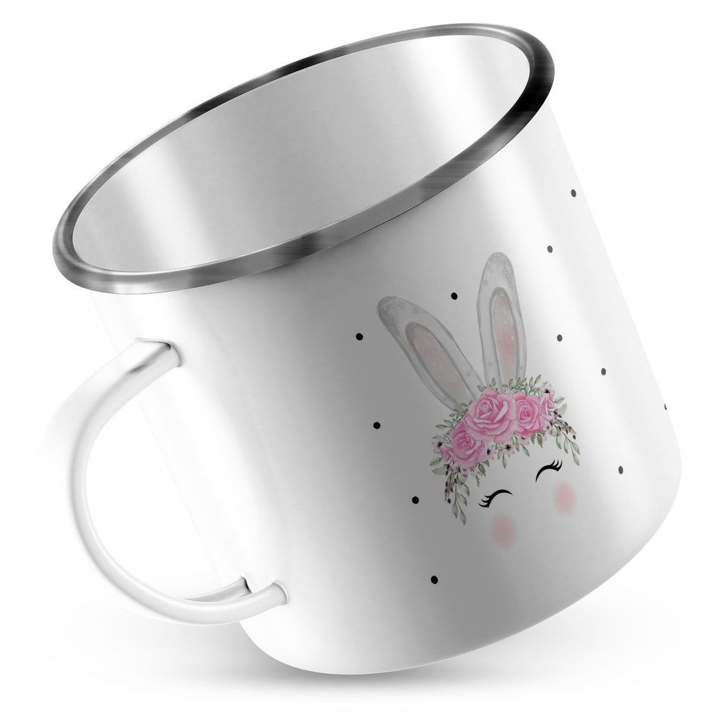 Emaille Tasse Hase mit Blumen - von Mikalino