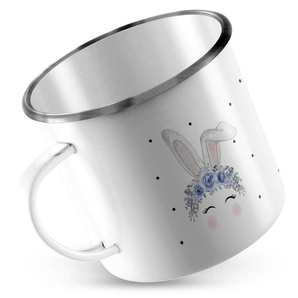 Emaille Tasse Hase mit blauen Blumen - von Mikalino