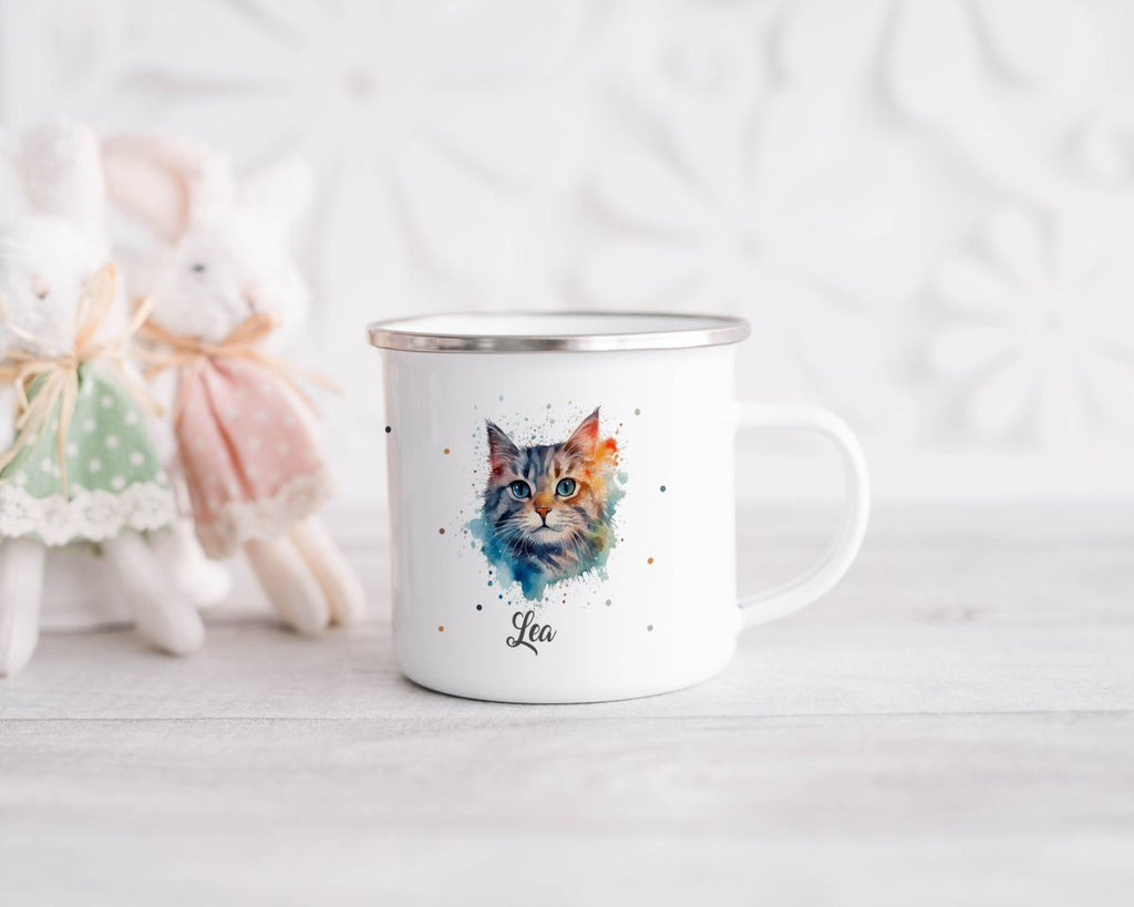 Emaille Tasse Katze - von Mikalino